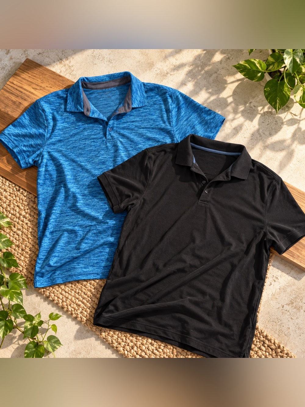 Men's Performance Polo Pack - Blue Heather & Black